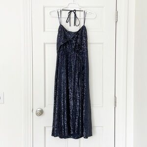 NWT EXPRESS dress size XS blue sequins cocktail party evening long formal